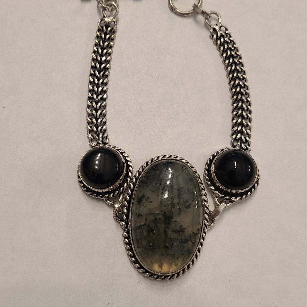 Moss agate adjustable bracelet